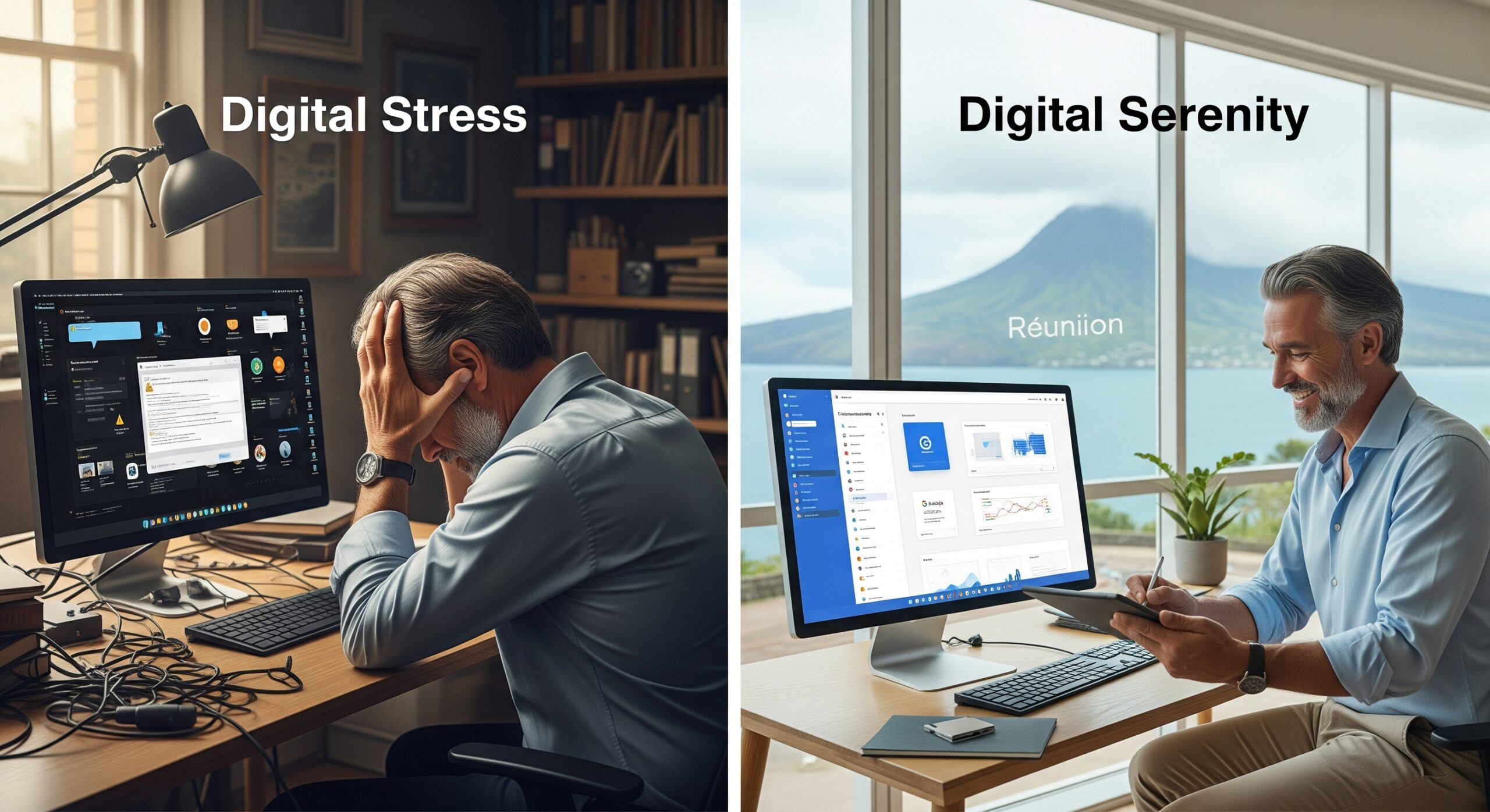 comparatif-stress-serenite-numerique équipes travaillent efficacement